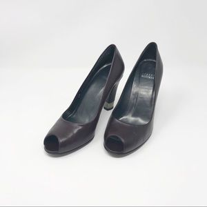 Stuart Weitzman Burgundy Peep Toe Pumps Size 7